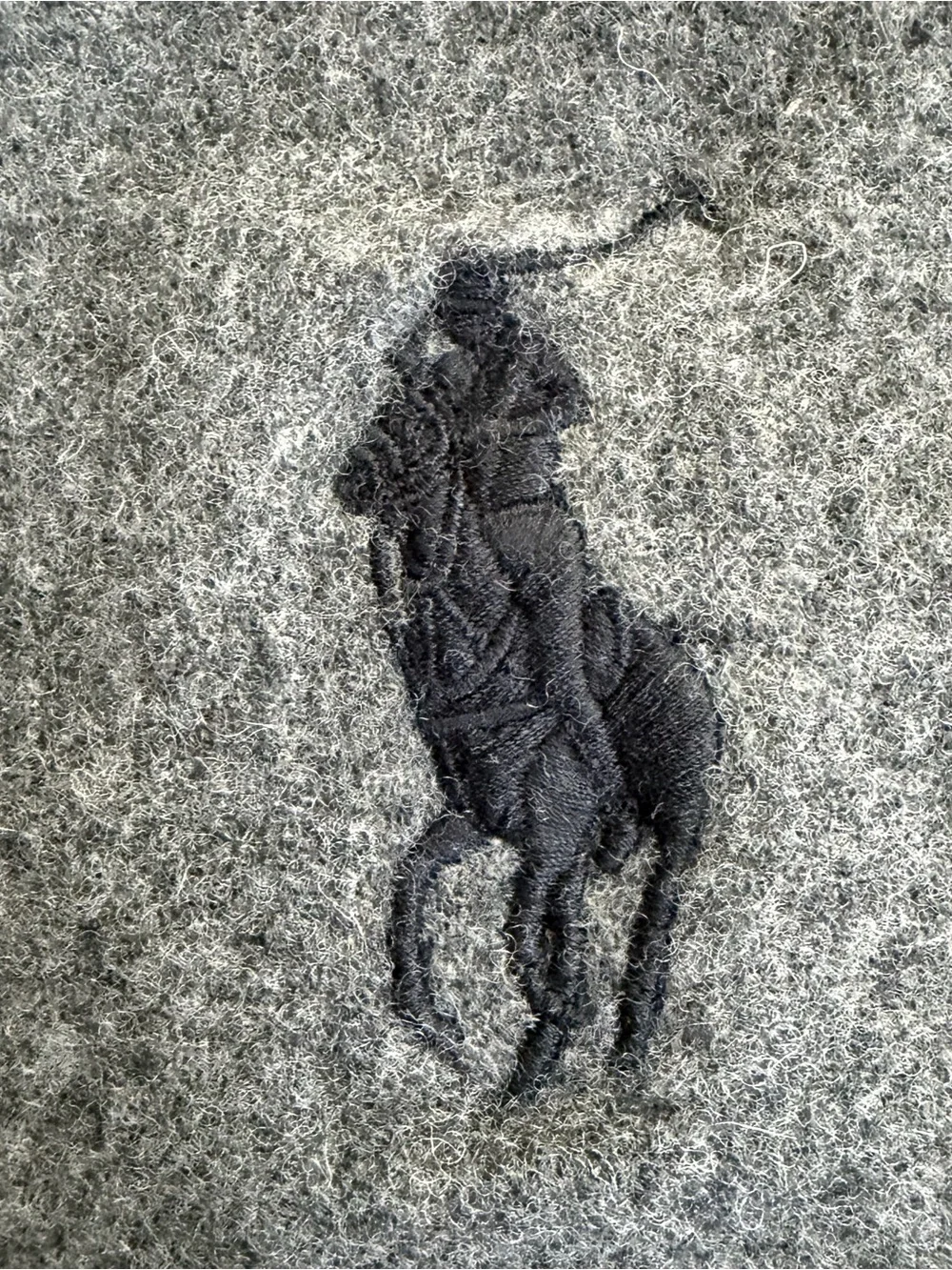 Polo Ralph Lauren Italy 100% Virgin Wool Gray Fringe Scarf Big Pony 56”